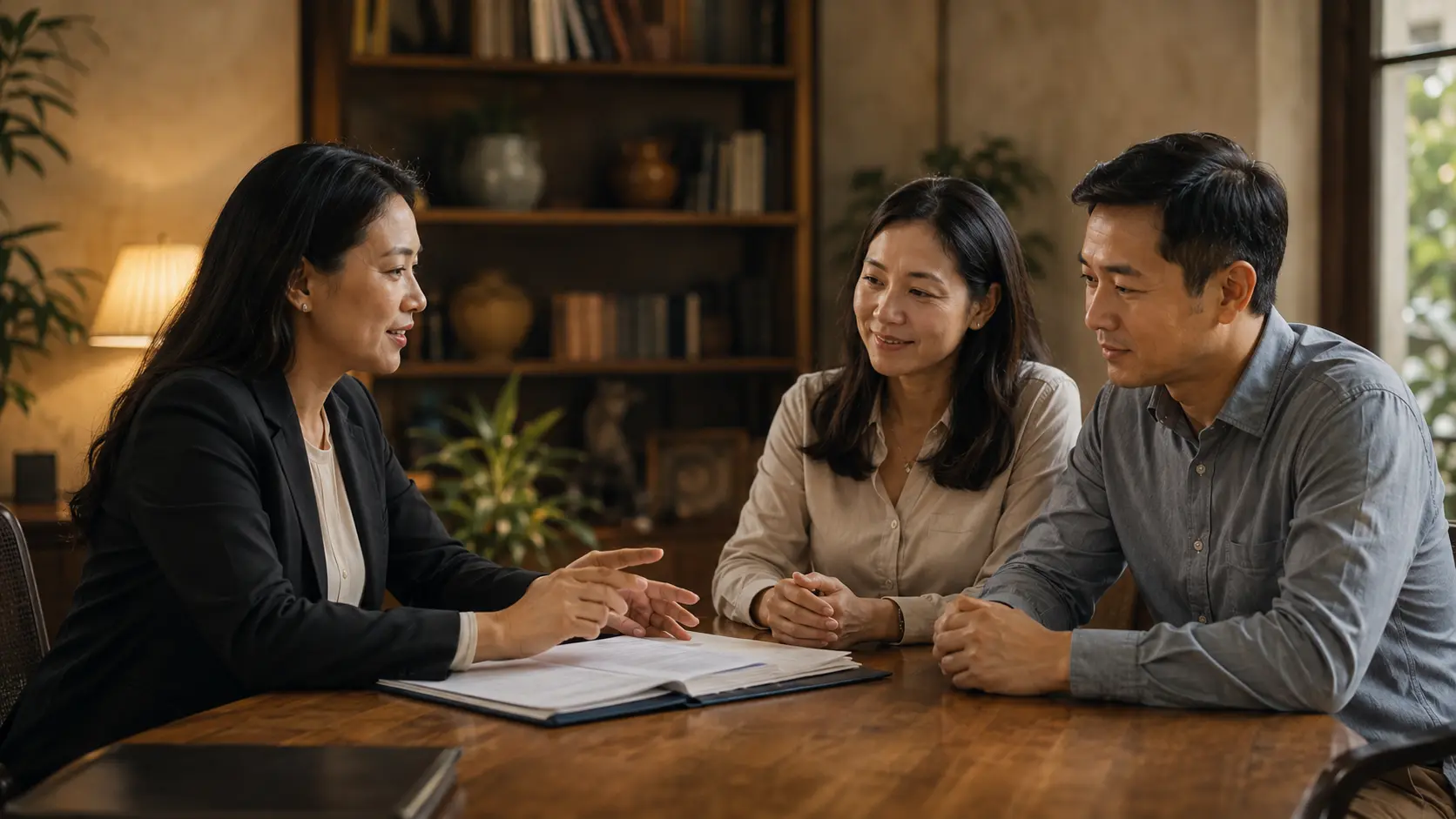 A citizenship adviser consulting with an overseas Vietnamese couple